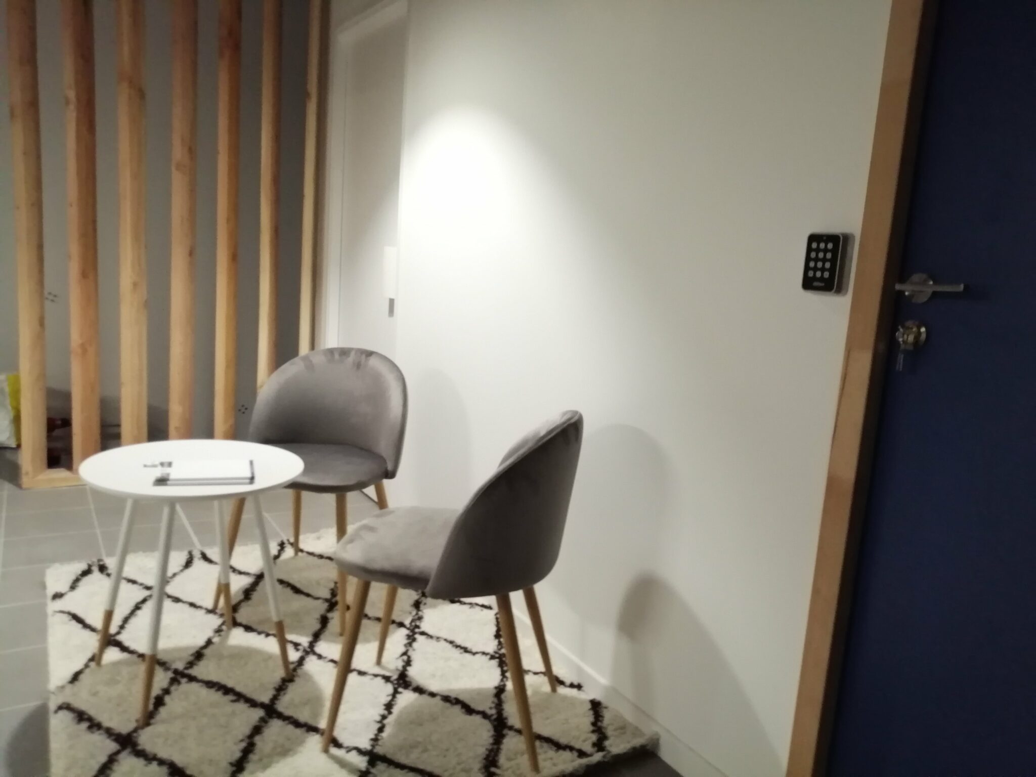 Petite salle de réunion avec un tapis au sol