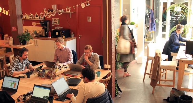 Open space dans un espace de coworking